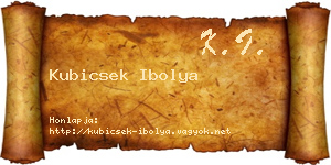 Kubicsek Ibolya névjegykártya